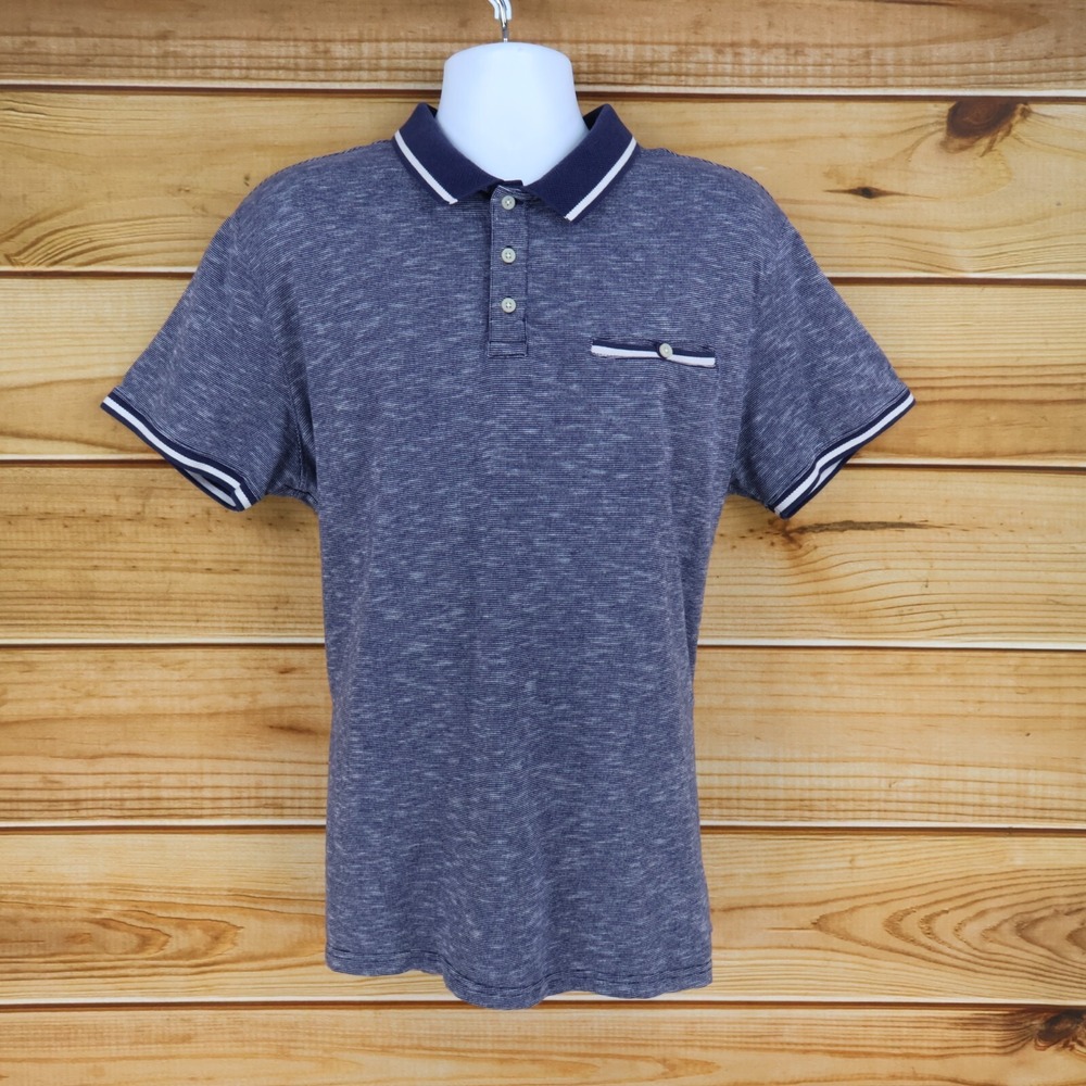 Goodfellow &‎ Co. Polo Golf Shirt Mens Sz XXL Blue Heathered Cotton Standard Fit